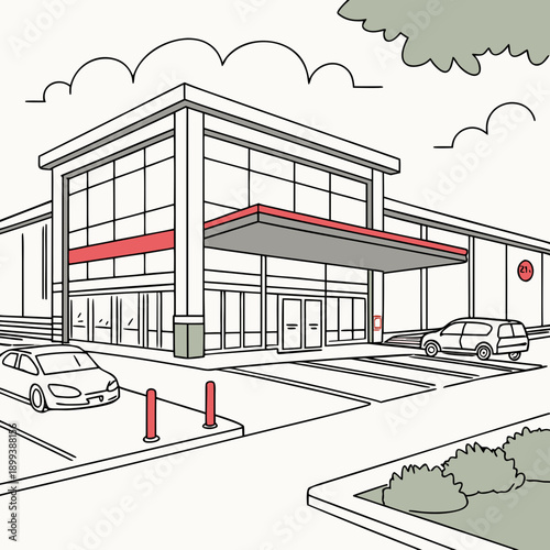 Large Hypermarket Exterior with Simple Modern Design