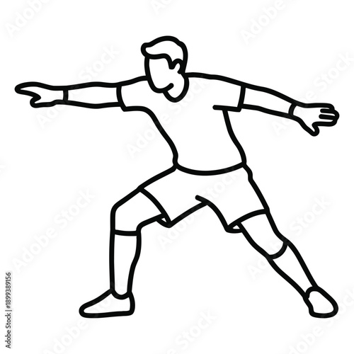 Soccer goalkeeper or defender in defensive stance line art icon