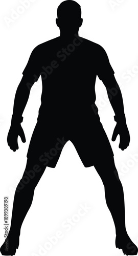 Soccer goalkeeper silhouette standing in defensive stance