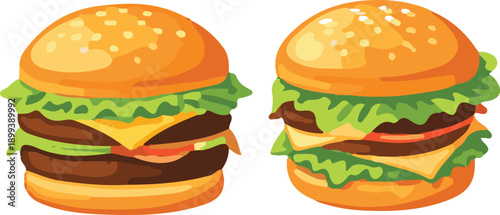 delicious hamburger white background