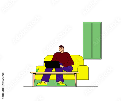 Remote freelancer using laptop vector