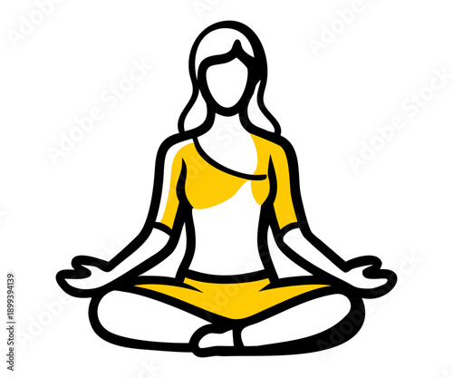 Female yoga meditation outline vector lineart