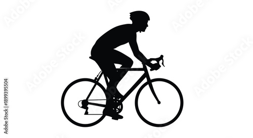 Silhouette of a cyclist riding a road bike against a white background