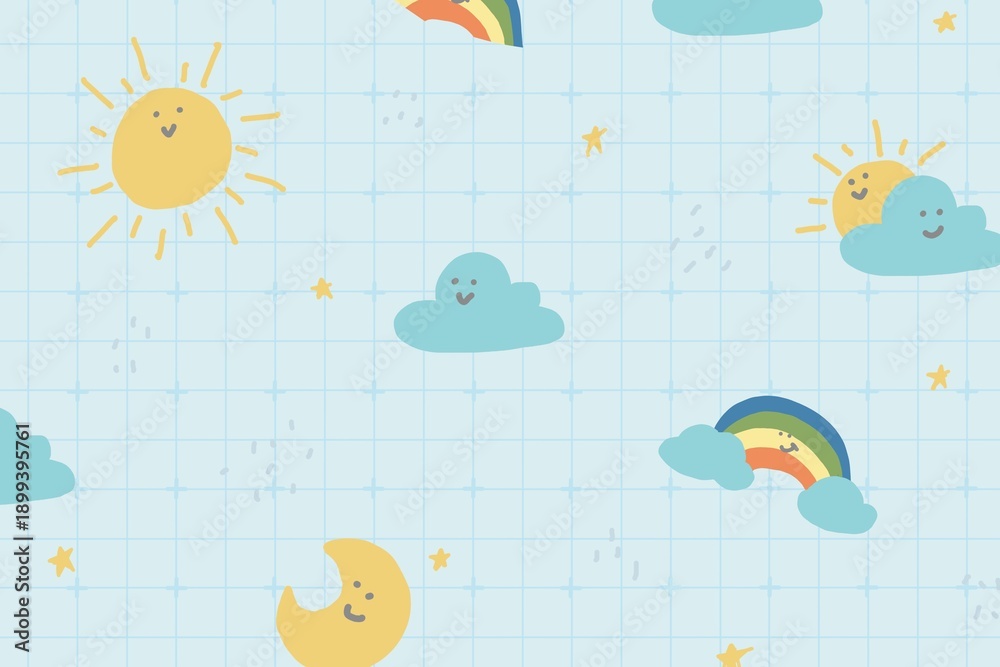 Fototapeta premium Cute cartoon weather calm background