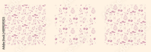 A playful pattern featuring lips, boots, and glowing stars for a modern take on the cowgirl disco vibe.