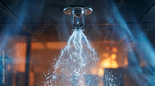 Fire sprinkler discharging water and protecting against flames  