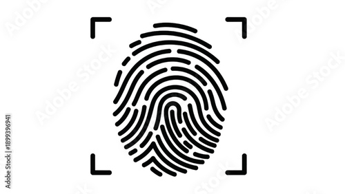 Fingerprint scanning process illustration with corner markers on plain surface