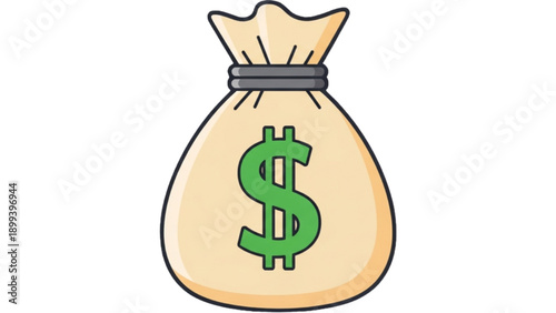 Illustration of a money bag with a dollar sign on it, symbolizing wealth and finance