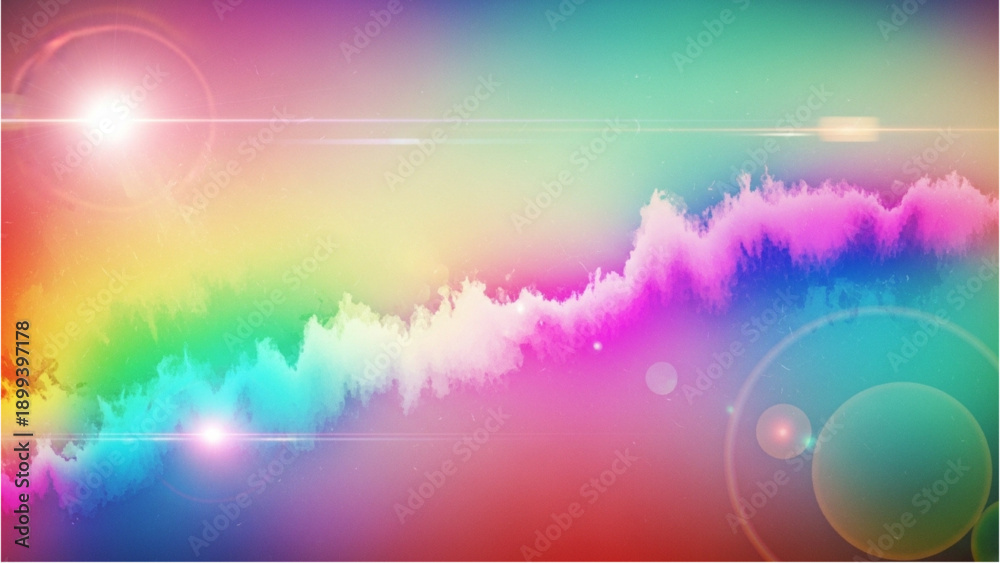 Obraz premium Vibrant rainbow clouds illuminated by radiant sunlight in a colorful abstract scene