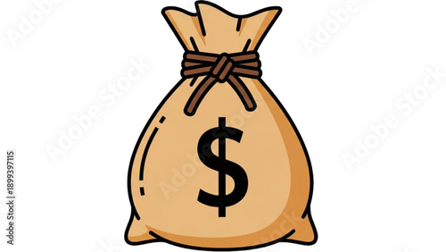 Illustration of a money bag with a dollar sign on it, symbolizing wealth and finance
