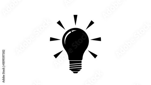 A black lightbulb with rays emanating from it, symbolizing an idea or innovation