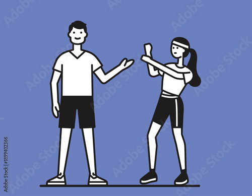 Man and woman exercising together in a fitness class.