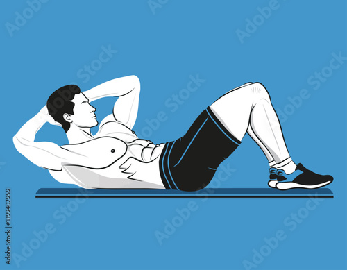 Man performing abdominal crunches on a mat for fitness.
