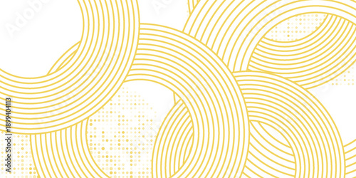 doodle banner with dots yellow ramen pattern on white background. wave abstract pattern.