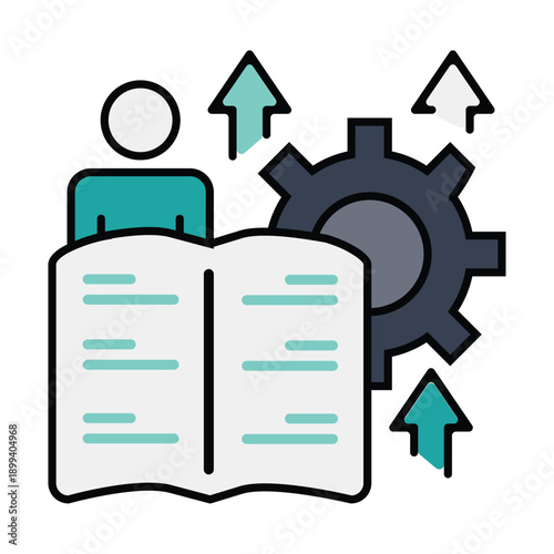 Skill assessment and learning progress icon for employee career path management