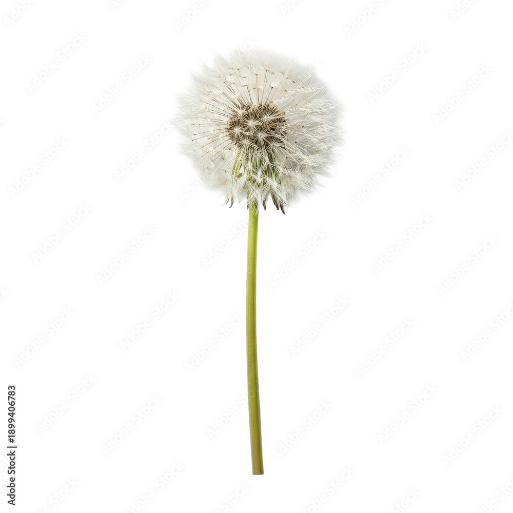 Fototapeta premium White Dandelion Seed Head Against Black