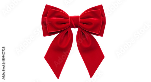 Vibrant Red Velvet Ribbon Bow on Black Background for Decoration and Gift Wrapping
