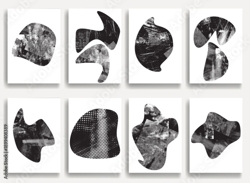 Modern posters . Vector design composition with grunge geometric shapes . Abstract contemporary art . Vector art ideal for media, ads, covers, brochures, banners
