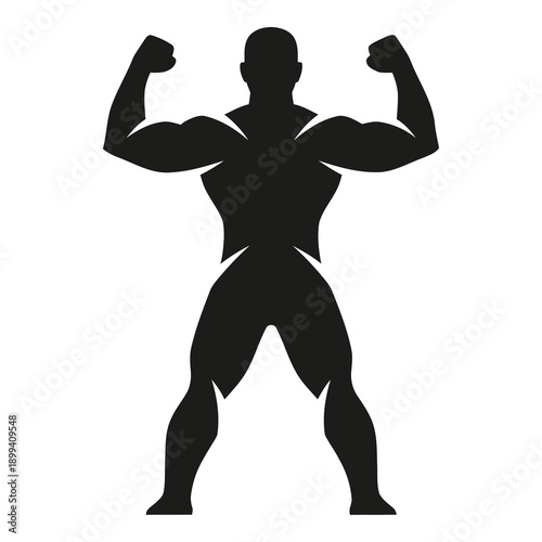 Strong muscular man flexing muscles in powerful stance