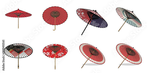 illustration of a Japanese umbrella wagasa