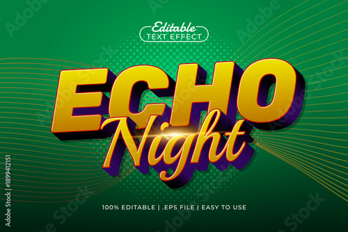 Echo Night Editable Text Effect - Glowing Typography for Music, DJ, and Nightlife Design
