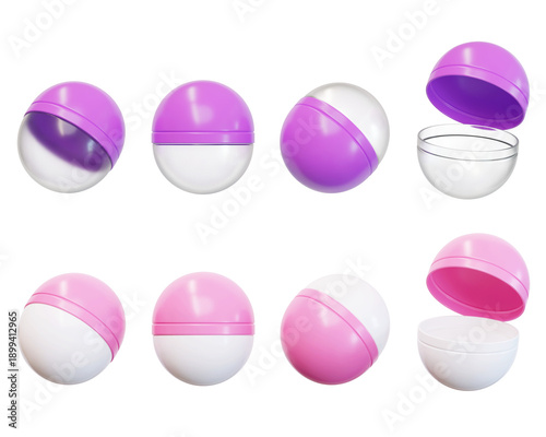 Schilderij op canvas Empty gashapon capsule toy container 3D illustration