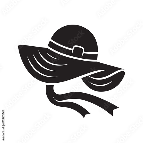 sun hat with scarf vector silhouette clip art logo design illustration. abstract sun hat icon collection
