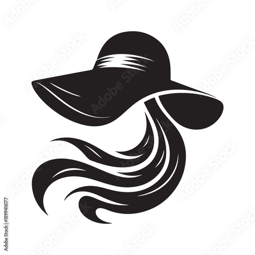 sun hat with scarf vector silhouette clip art logo design illustration. abstract sun hat icon collection
