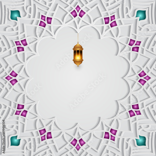 Creative Ramadan Kareem background. Islamic background for festivals with ornament border