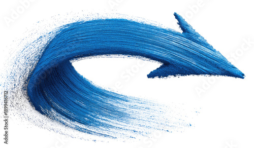 Abstract swirling blue wave forming an arrow shape