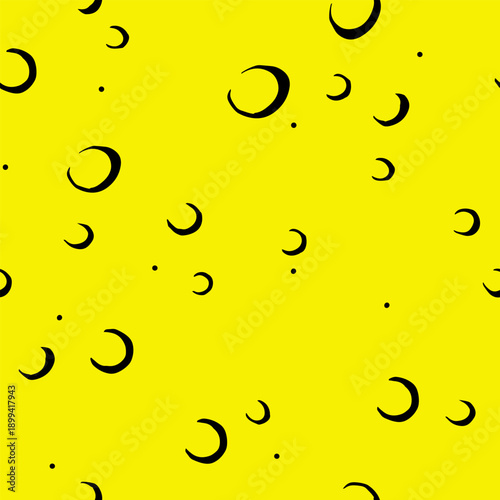 Wallpaper Mural Seamless Vector Moon Surface Pattern with Hand Drawn Lunar Craters on Yellow Background Torontodigital.ca