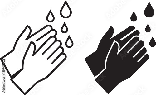 Wash your hands icon pictogram in trendy outline style. Wash hands icons line and solid version, outline and filled vector design. vector illustration
