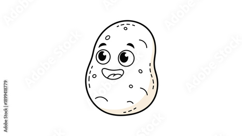 Cute and funny cartoon potato character with a happy smiling face, perfect as a mascot for food or agricultural branding.