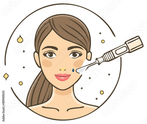 Young woman applying facial serum for clear healthy skin beauty treatment