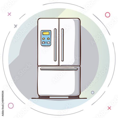 Modern Double Door Refrigerator with Digital Display and Freeer Drawer