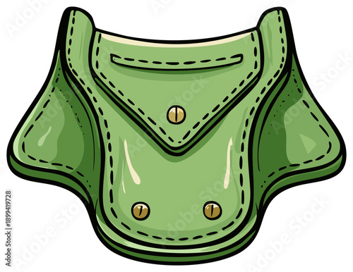 Stylized Green Satchel Bag with Flap Closure Detailed with Stitches and Buttons for Fashion Accessories