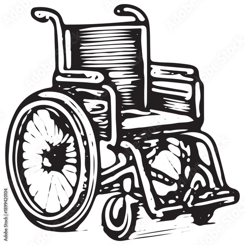 Hand Drawn Wheelchair Icon Vintage Mobility Assistance Equipment Engraved Disability Aid Illustration