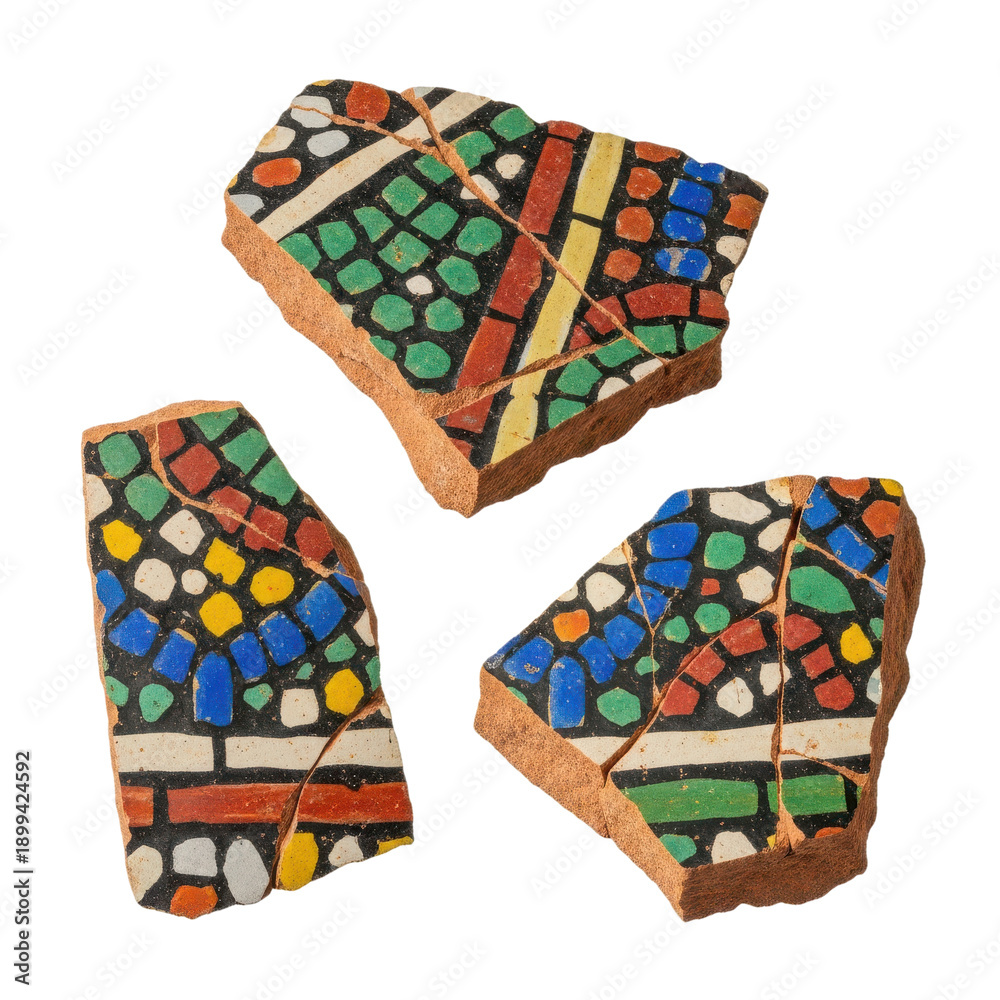 custom made wallpaper toronto digitalColorful Ancient Pottery Shards Isolated Black Background