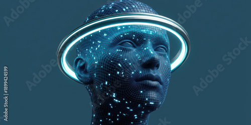 Technology ai datum artificial intelligence with digital learning computer science cyberspace network innovation system concept future information machine business cyber tech glowing around