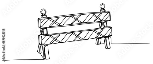 One line illustration of a military road barrier for security checkpoints and roadblocks