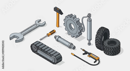 Car Repair Tools and Equipment Set.