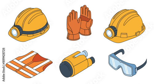 Safety Equipment Hardhats Gloves Goggles Vest.