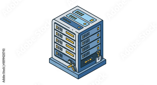 Server Rack with Multiple Storage Devices.