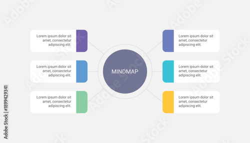 Mind Map Infographic Template With Six Central Connected Options