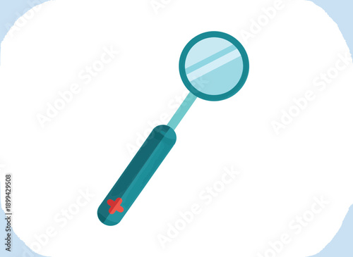 Dental mouth mirror vector illustration. Flat design icon for dentistry and oral health. Medical instrument isolated on transparent background