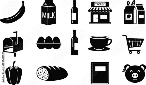Grocery store shopping icons