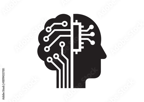 Artificial intelligence AI pictogram Icon, Editable Solid Vector Illustration
