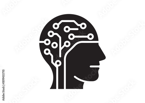 Artificial intelligence AI pictogram Icon, Editable Solid Vector Illustration