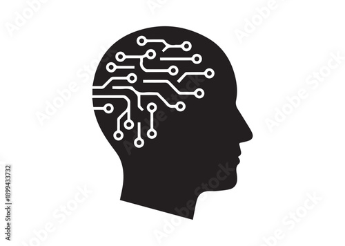 Artificial intelligence AI pictogram Icon, Editable Solid Vector Illustration