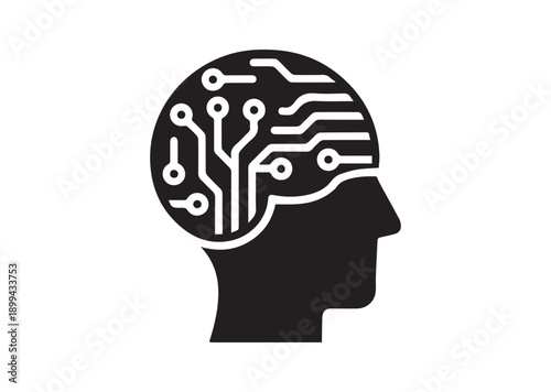 Artificial intelligence AI pictogram Icon, Editable Solid Vector Illustration